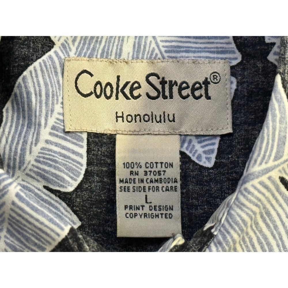 Cooke Street Button Down Mens Large Grey Tropical Banana Leaf Aloha - Picture 4 of 4